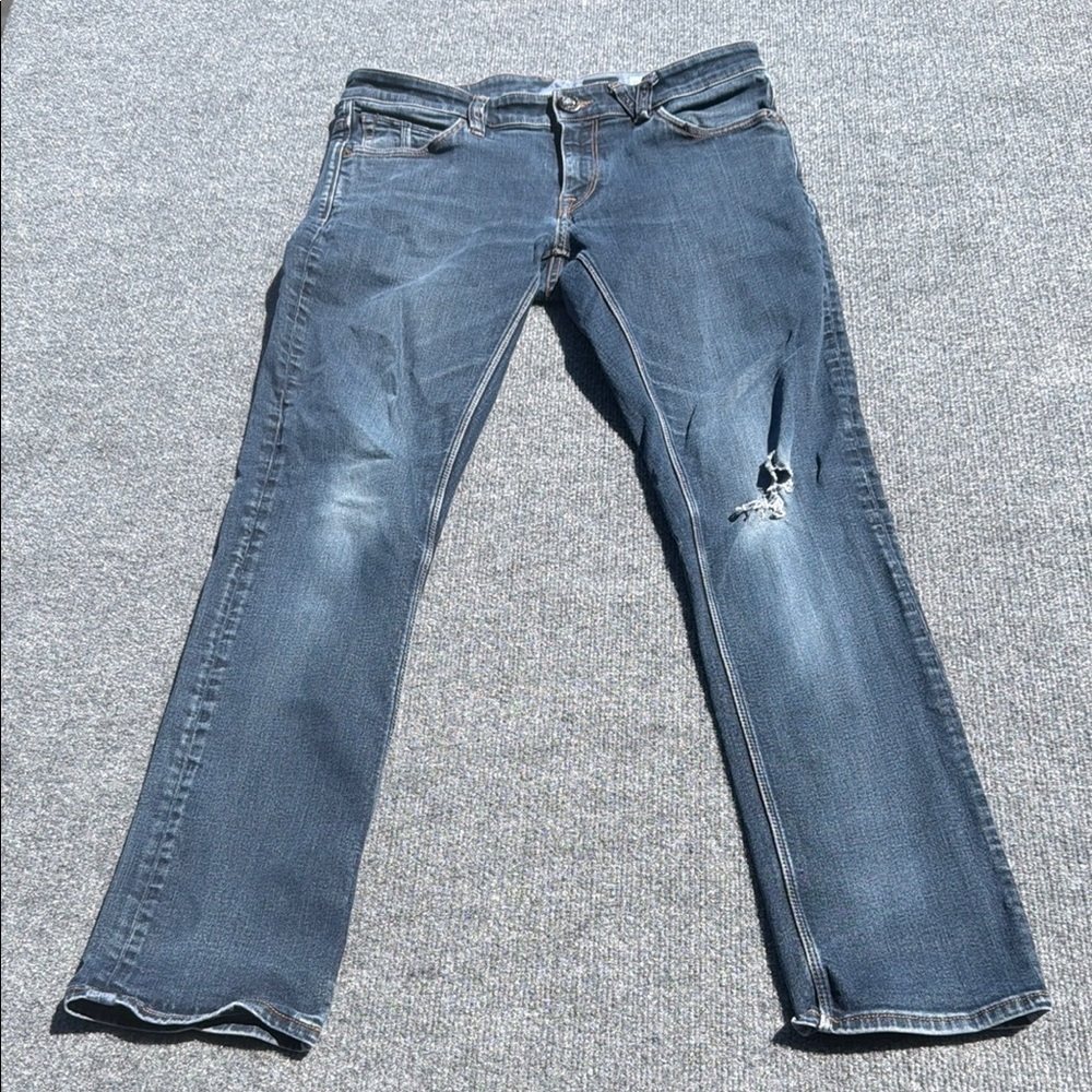 Volcom Jeans Men's Vorta Slim Straight Size 32 Blue Rinse Denim Low-Rise Stretch